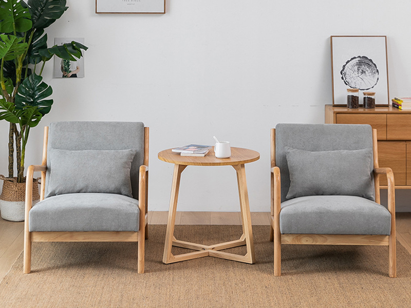 Chaise moderne au toucher cuir avec accoudoirs en bois, chaise de salon, mobilier d'intérieur YQ-K2001