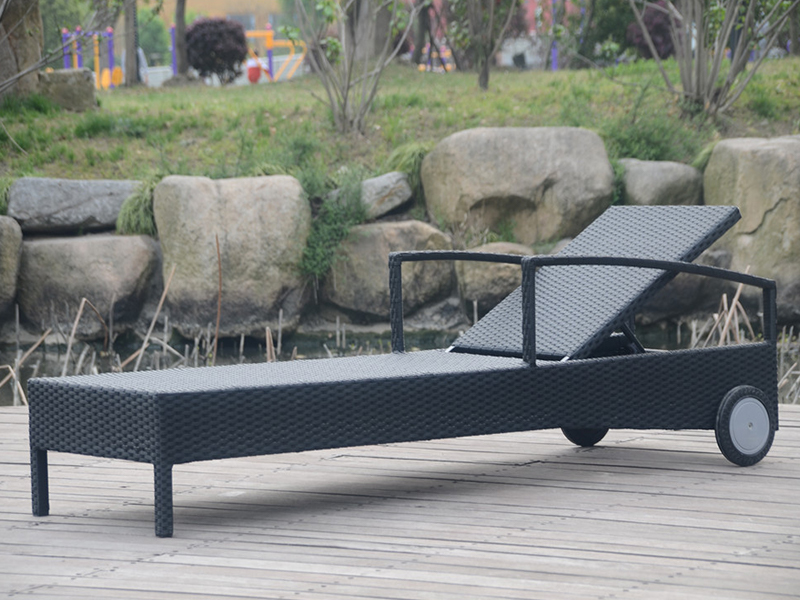 Salon d'extérieur en rotin, méridienne en rotin en aluminium avec roulettes YQ-RB-439