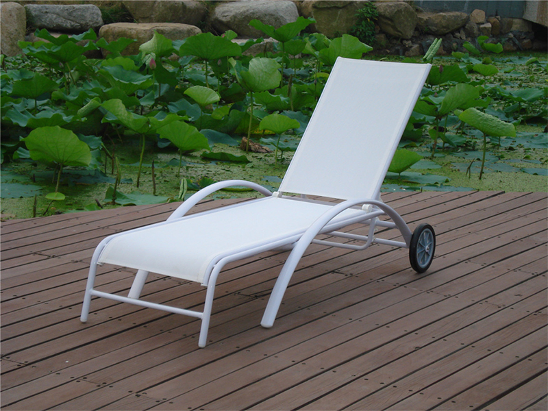 salon d'extérieur à roulettes, chaise longue en tissu maillé YQ-TB-436