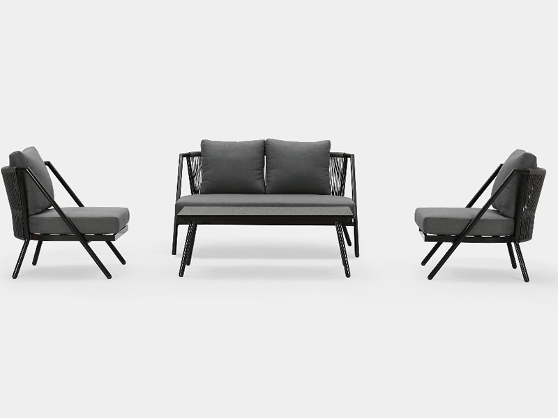 Le canapé extérieur moderne de meubles en aluminium place la Table de jardin de Patio avec des meubles de chaise de corde YQC-2715