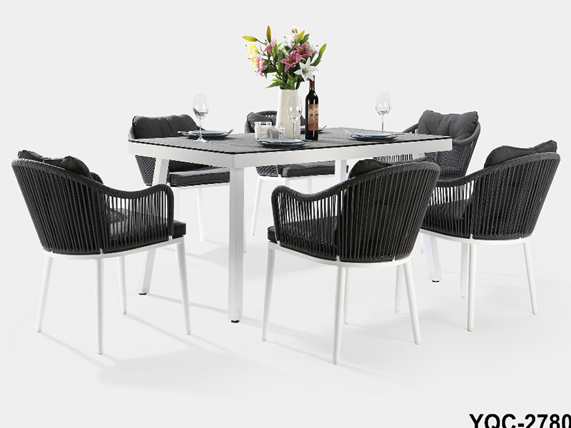 Mobilier d'extérieur table à manger ensemble corde meubles de jardin table et chaises d'extérieur YQC-2780